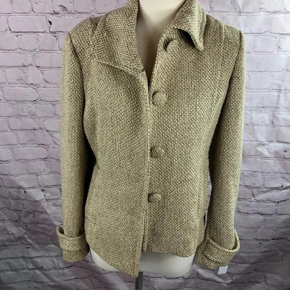 Chico's gold beige jacket blazer ladies (Chico's size 0) small 4 - Picture 1 of 7